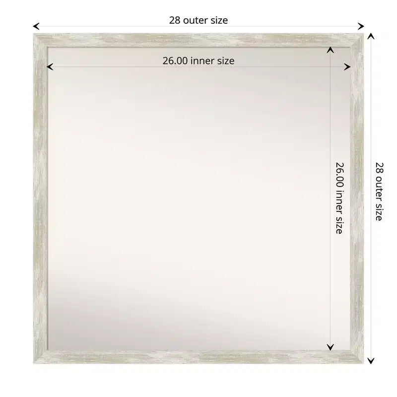 Specchio da parete per bagno sottile crepato non smussato 28" x 28" Argento metallizzato
