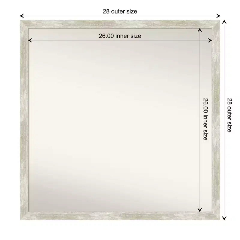 Specchio da parete per bagno sottile crepato non smussato 28" x 28" Argento metallizzato