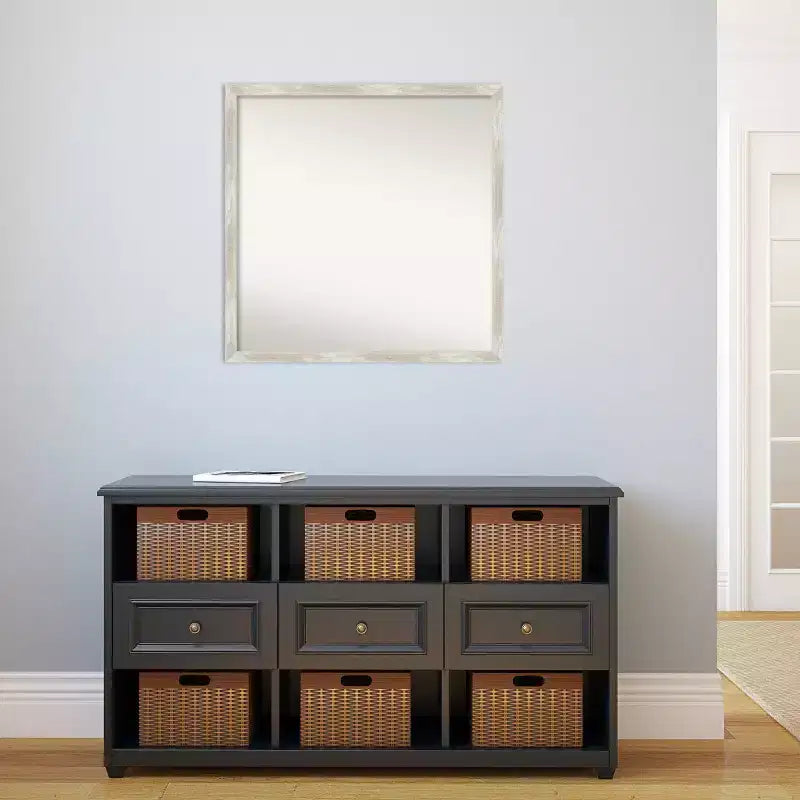 Specchio da parete per bagno sottile crepato non smussato 28" x 28" Argento metallizzato