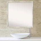 Specchio da parete per bagno sottile crepato non smussato 28" x 28" Argento metallizzato