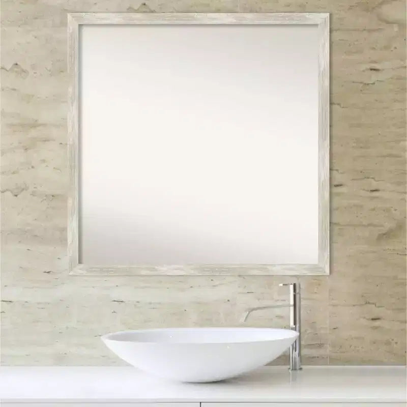Specchio da parete per bagno sottile crepato non smussato 28" x 28" Argento metallizzato
