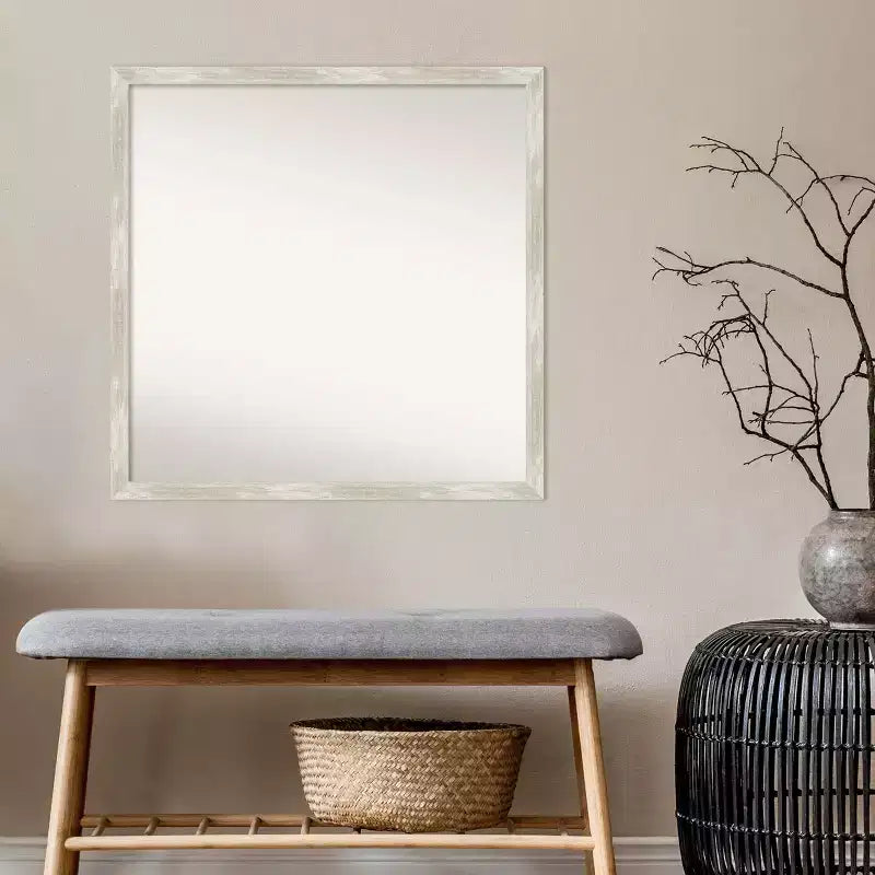 Specchio da parete per bagno sottile crepato non smussato 28" x 28" Argento metallizzato