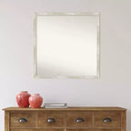 Specchio da parete per bagno sottile crepato non smussato 28" x 28" Argento metallizzato