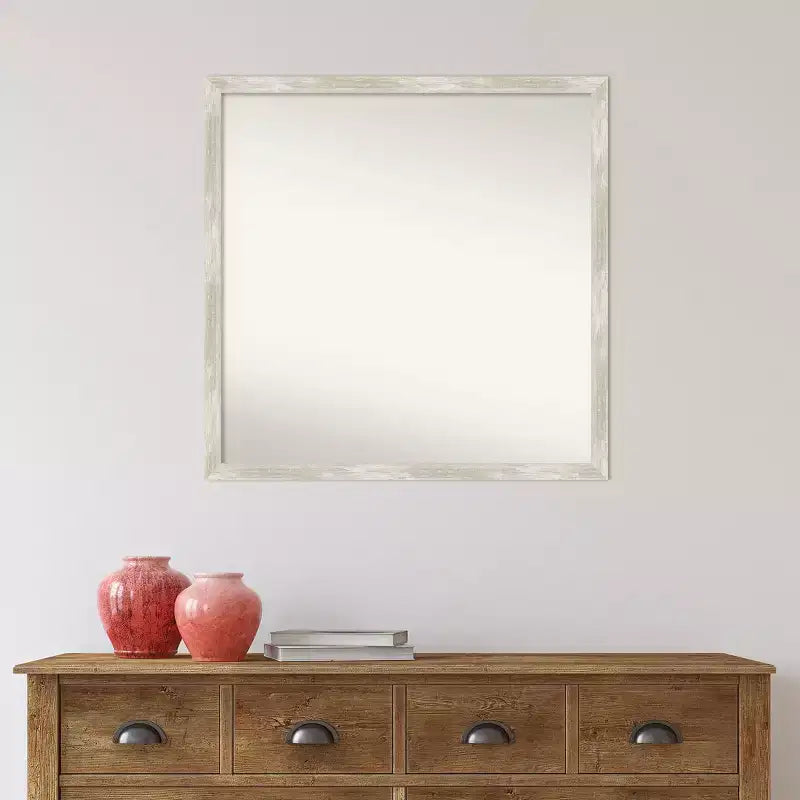 Specchio da parete per bagno sottile crepato non smussato 28" x 28" Argento metallizzato