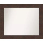 33" x 27" Non-Beveled Wildwood Brown Bathroom Wall Mirror - Amanti Art: Rectangle, Polystyrene Frame, Wall Mounted
