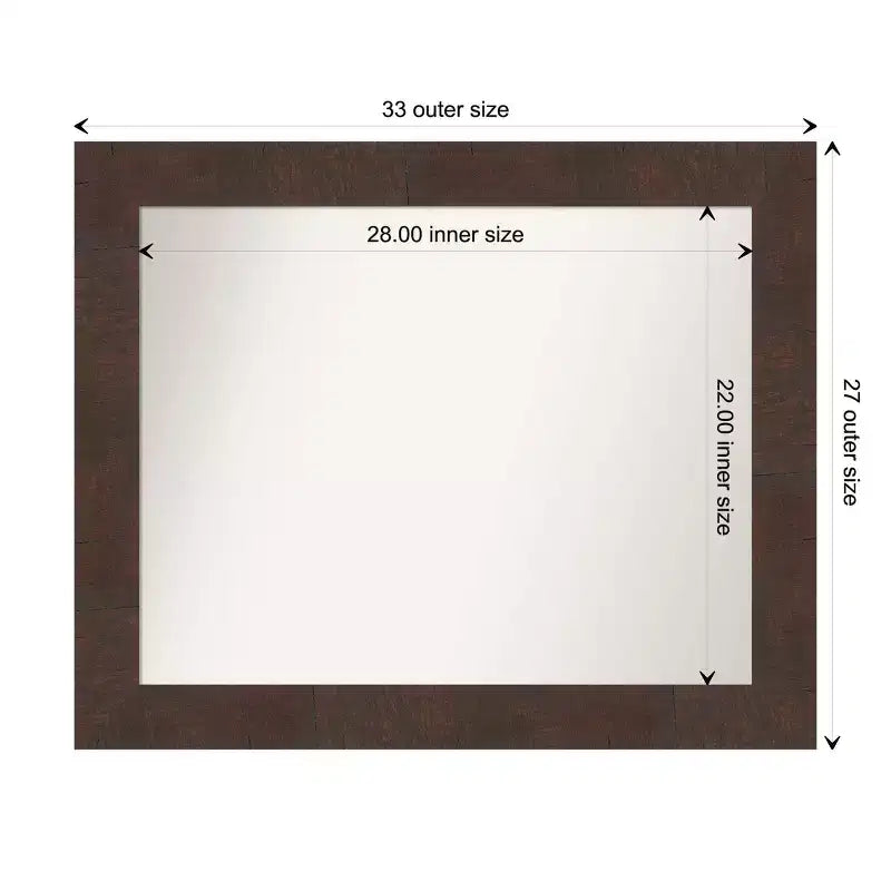 Specchio da parete per bagno Wildwood Brown non smussato, 33" x 27", rettangolare, da parete