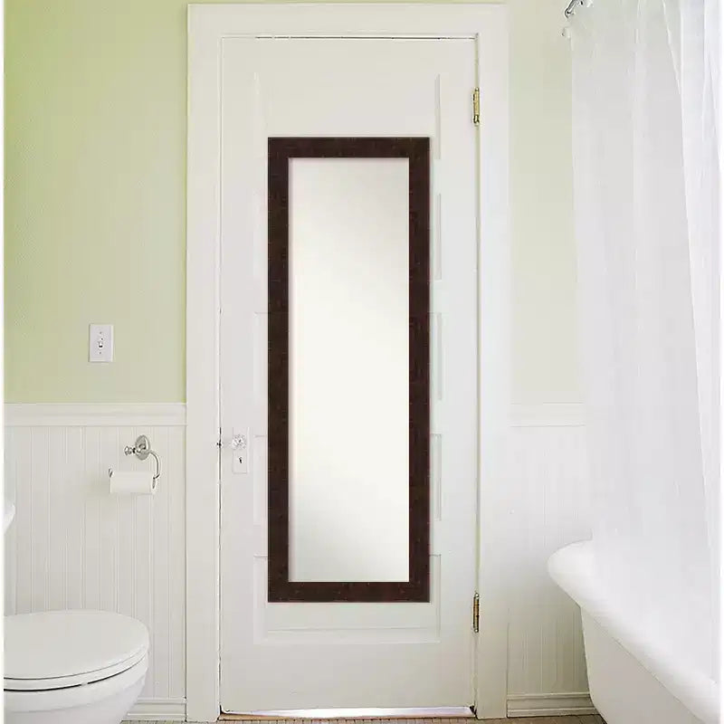 Specchio da porta a figura intera William Narrow da 18" x 52" con cornice bronzo, nessun assemblaggio richiesto