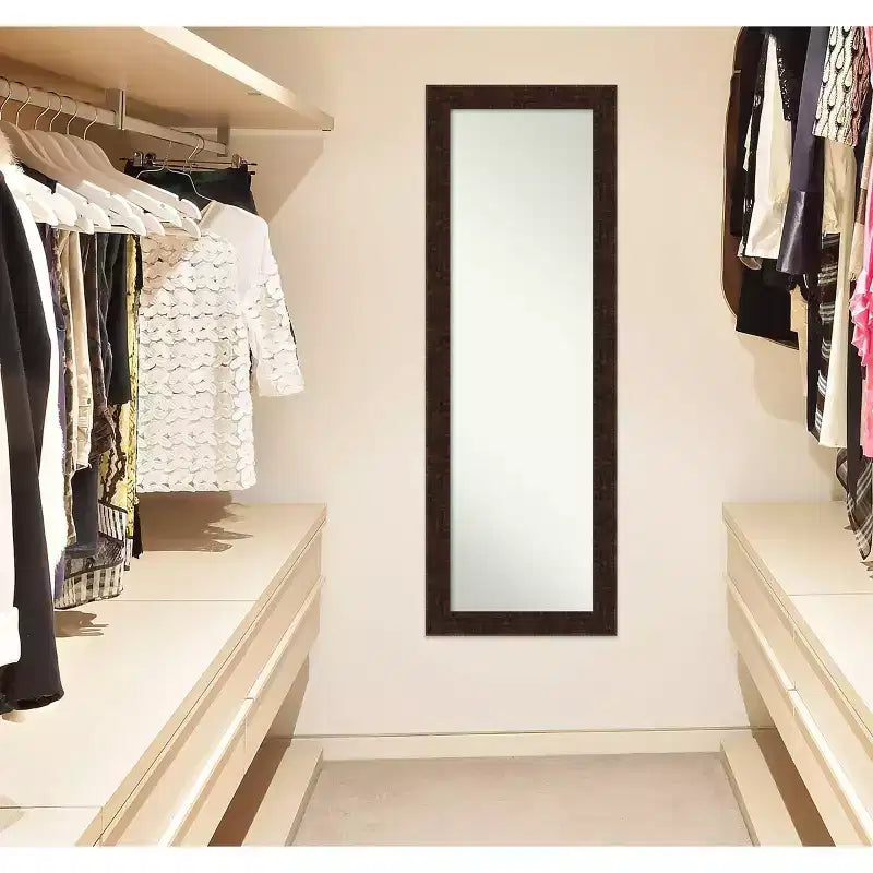 Specchio da porta a figura intera William Narrow da 18" x 52" con cornice bronzo, nessun assemblaggio richiesto