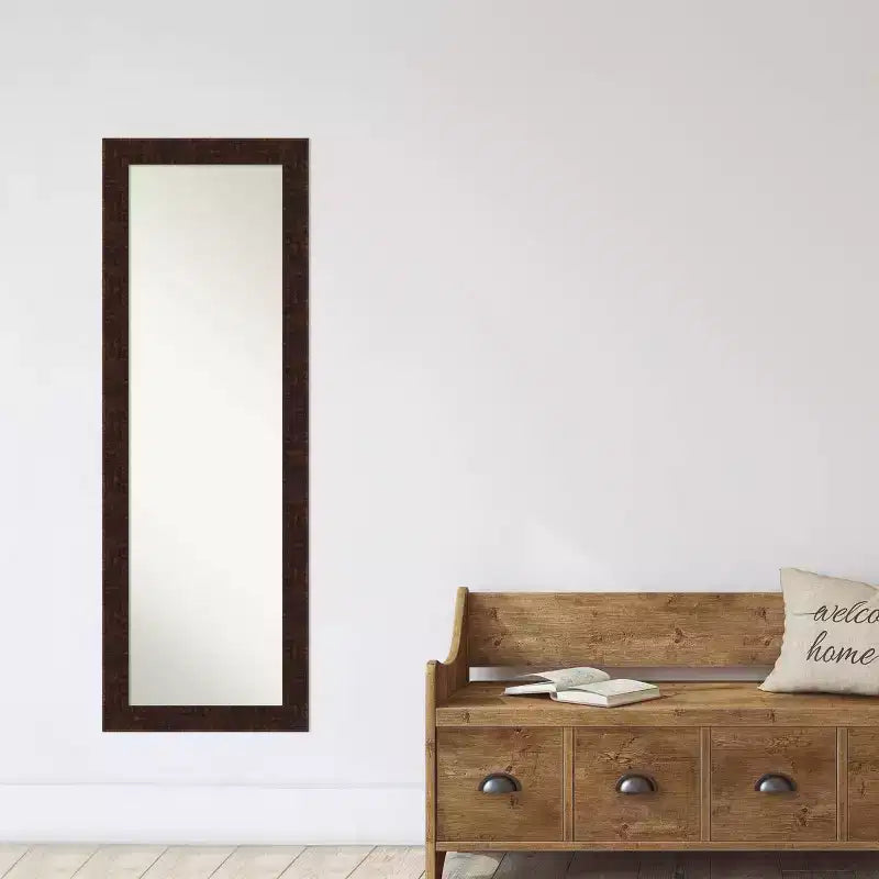Specchio da porta a figura intera William Narrow da 18" x 52" con cornice bronzo, nessun assemblaggio richiesto