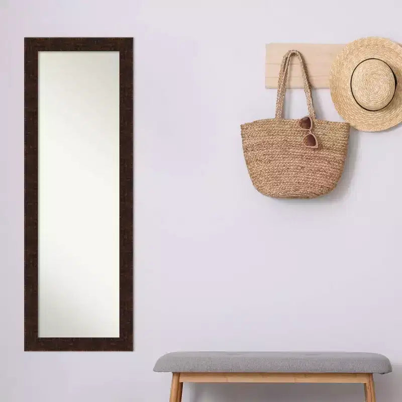 Specchio da porta a figura intera William Narrow da 18" x 52" con cornice bronzo, nessun assemblaggio richiesto