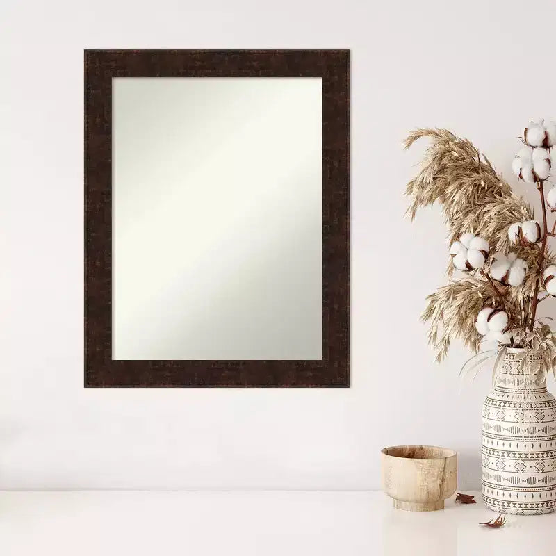 Specchio da parete stretto 22" x 28" William color bronzo marmorizzato senza smusso