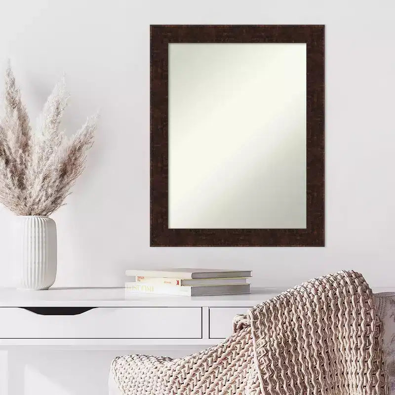Specchio da parete stretto 22" x 28" William color bronzo marmorizzato senza smusso