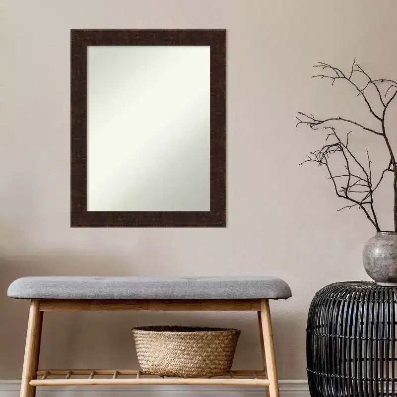 Specchio da parete stretto 22" x 28" William color bronzo marmorizzato senza smusso