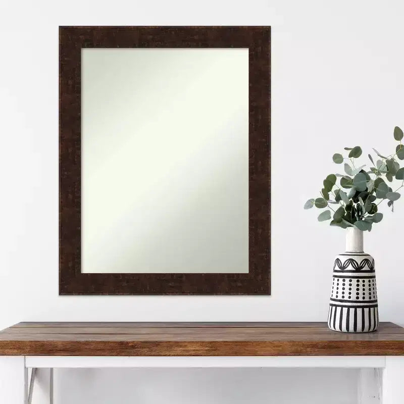 Specchio da parete stretto 22" x 28" William color bronzo marmorizzato senza smusso