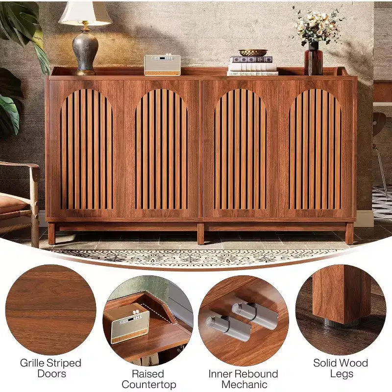 Mobile credenza da cucina, credenza a buffet in stile rustico 57