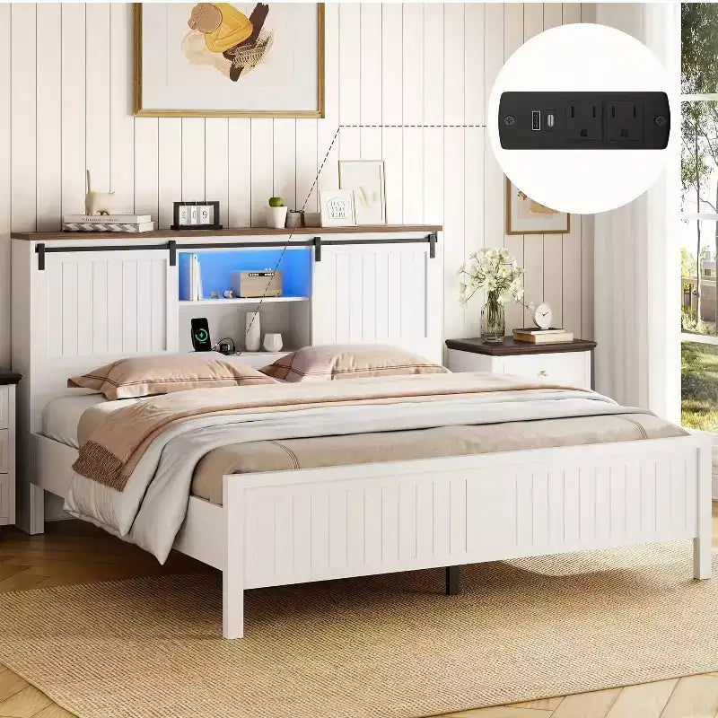 Struttura Letto Con Luci LED e Stazione di Ricarica