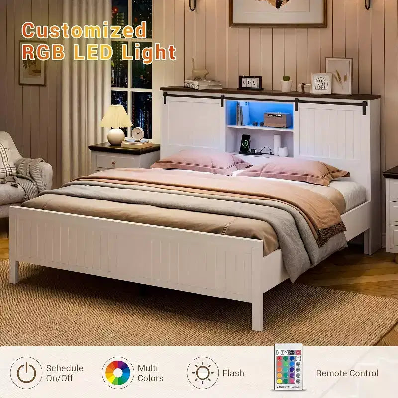 Struttura Letto Con Luci LED e Stazione di Ricarica