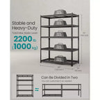 Scaffali portaoggetti a 5 ripiani, scaffalature da garage per carichi pesanti