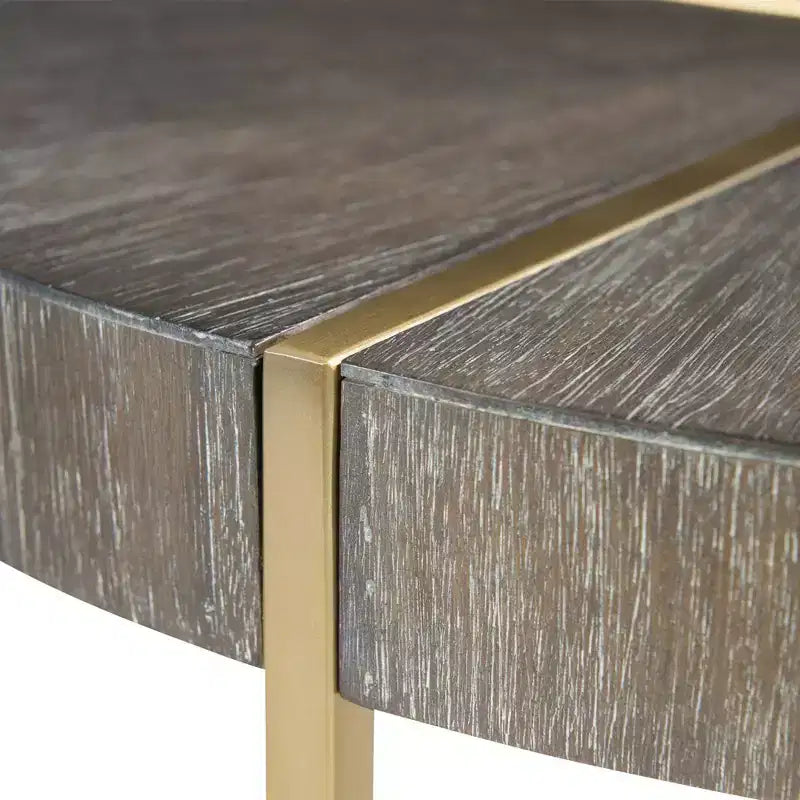 Tavolino d'appoggio Taja 20 ampio color noce scuro e ottone
