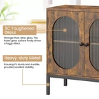 Credenza in rattan, Armadietto buffet, Mobile consolle in legno con ripiano portaoggetti, Credenza per corridoio, ingresso, soggiorno
