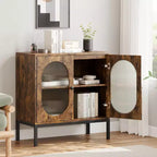 Credenza in rattan, Armadietto buffet, Mobile consolle in legno con ripiano portaoggetti, Credenza per corridoio, ingresso, soggiorno