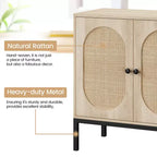 Credenza in rattan, Armadietto buffet, Mobile consolle in legno con ripiano portaoggetti, Credenza per corridoio, ingresso, soggiorno