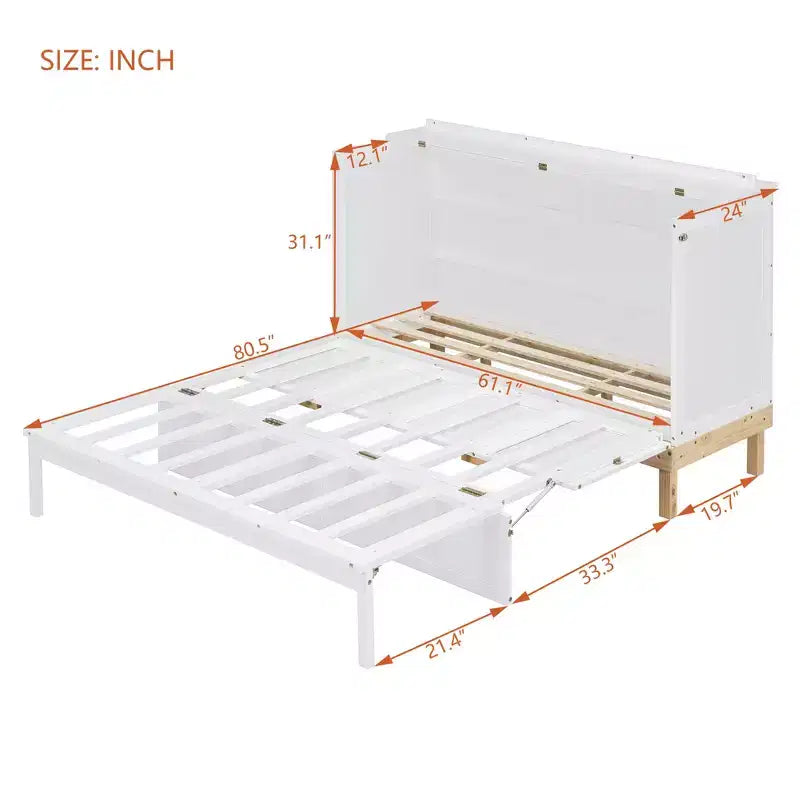 Letto a scomparsa Queen Size Merax con maniglie e gambe in legno massello di pino, elegante