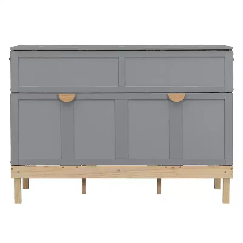 Letto a scomparsa Queen Size Merax con maniglie e gambe in legno massello di pino, elegante
