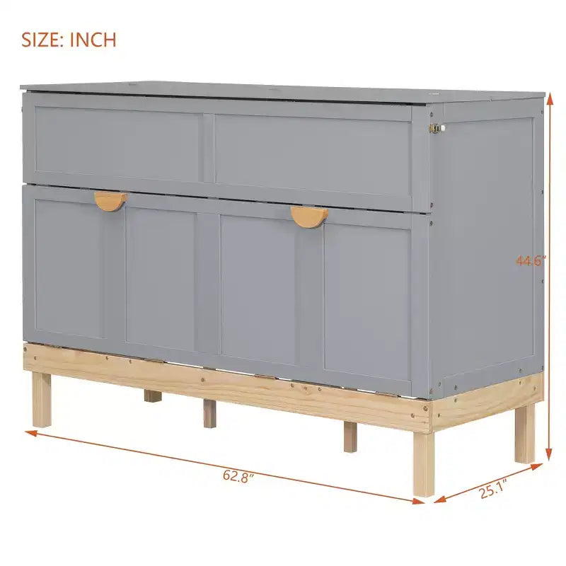 Letto a scomparsa Queen Size Merax con maniglie e gambe in legno massello di pino, elegante