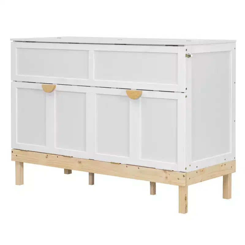 Letto a scomparsa Queen Size Merax con maniglie e gambe in legno massello di pino, elegante