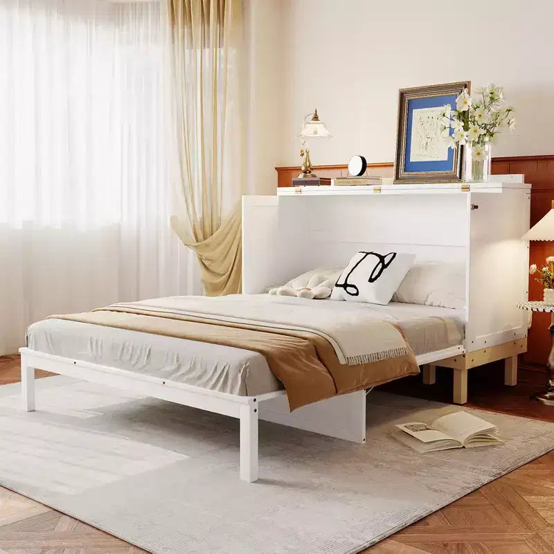 Letto a scomparsa Queen Size Merax con maniglie e gambe in legno massello di pino, elegante