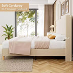 Struttura letto imbottita beige matrimoniale