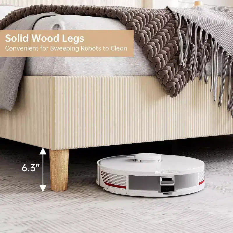 Struttura letto imbottita beige matrimoniale