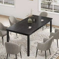 Industrial 68-Seater Mortise & Tenon Dining Table, Rectangular Wooden Top with Sturdy Metal Legs, Modern Chamfered Edges & Rounded Corners