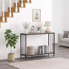 Acekool Narrow Entryway Console Table, Industrial Sofa Table with Storage Shelf, for Hallway, Living Room, Office