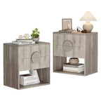 Comodino in Legno Truciolare con Motivo a Onde, Costruzione Durevole, Design Moderno, Salvaspazio, Facile Montaggio