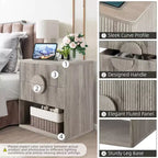 Comodino in Legno Truciolare con Motivo a Onde, Costruzione Durevole, Design Moderno, Salvaspazio, Facile Montaggio