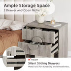 Comodino in Legno Truciolare con Motivo a Onde, Costruzione Durevole, Design Moderno, Salvaspazio, Facile Montaggio
