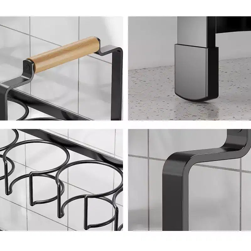 Portabottiglie organizer, portaoggetti per bottiglie d'acqua a doppio strato, portabicchieri in acciaio al carbonio con vassoio per ripiani da cucina