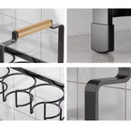 Portabottiglie organizer, portaoggetti per bottiglie d'acqua a doppio strato, portabicchieri in acciaio al carbonio con vassoio per ripiani da cucina