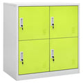 vidaXL Locker Cabinet Set of 2 Light Grey and Green Steel Medium - Light Gray and Green with 4 Lockers Quantity 2