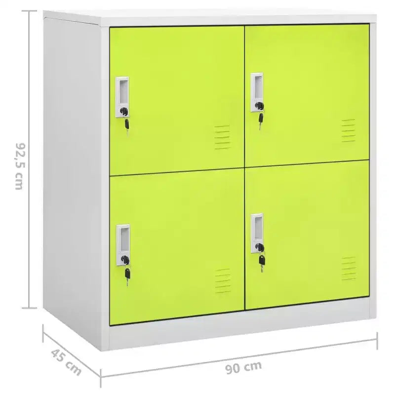 Armadietto con serratura, confezione da 2, in acciaio grigio chiaro e verde
