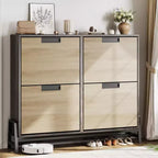 GustoWave Shoe Cabinet Storage for Entryway, Narrow Shoe Organizers with 4 Flip Drawers, Large Shoe Rack with 3-Tier Adjustable Shelves