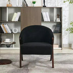 Poltrona d'accento Mid-Century, velluto Teddy, lino, pelle PU con struttura in legno, 1 pz