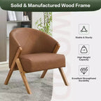 Poltrona d'accento Mid-Century, velluto Teddy, lino, pelle PU con struttura in legno, 1 pz