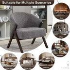 Poltrona d'accento Mid-Century, velluto Teddy, lino, pelle PU con struttura in legno, 1 pz