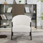 Poltrona d'accento Mid-Century, velluto Teddy, lino, pelle PU con struttura in legno, 1 pz