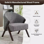 Poltrona d'accento Mid-Century, velluto Teddy, lino, pelle PU con struttura in legno, 1 pz