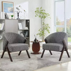 Poltrona d'accento Mid-Century, velluto Teddy, lino, pelle PU con struttura in legno, 1 pz