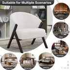 Poltrona d'accento Mid-Century, velluto Teddy, lino, pelle PU con struttura in legno, 1 pz